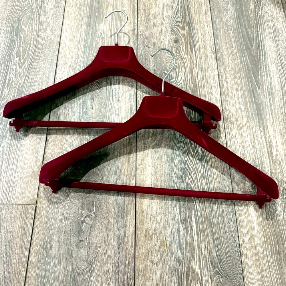 Vintage Red Velvet Lined Hangers Wide Shoulder Suit Coat